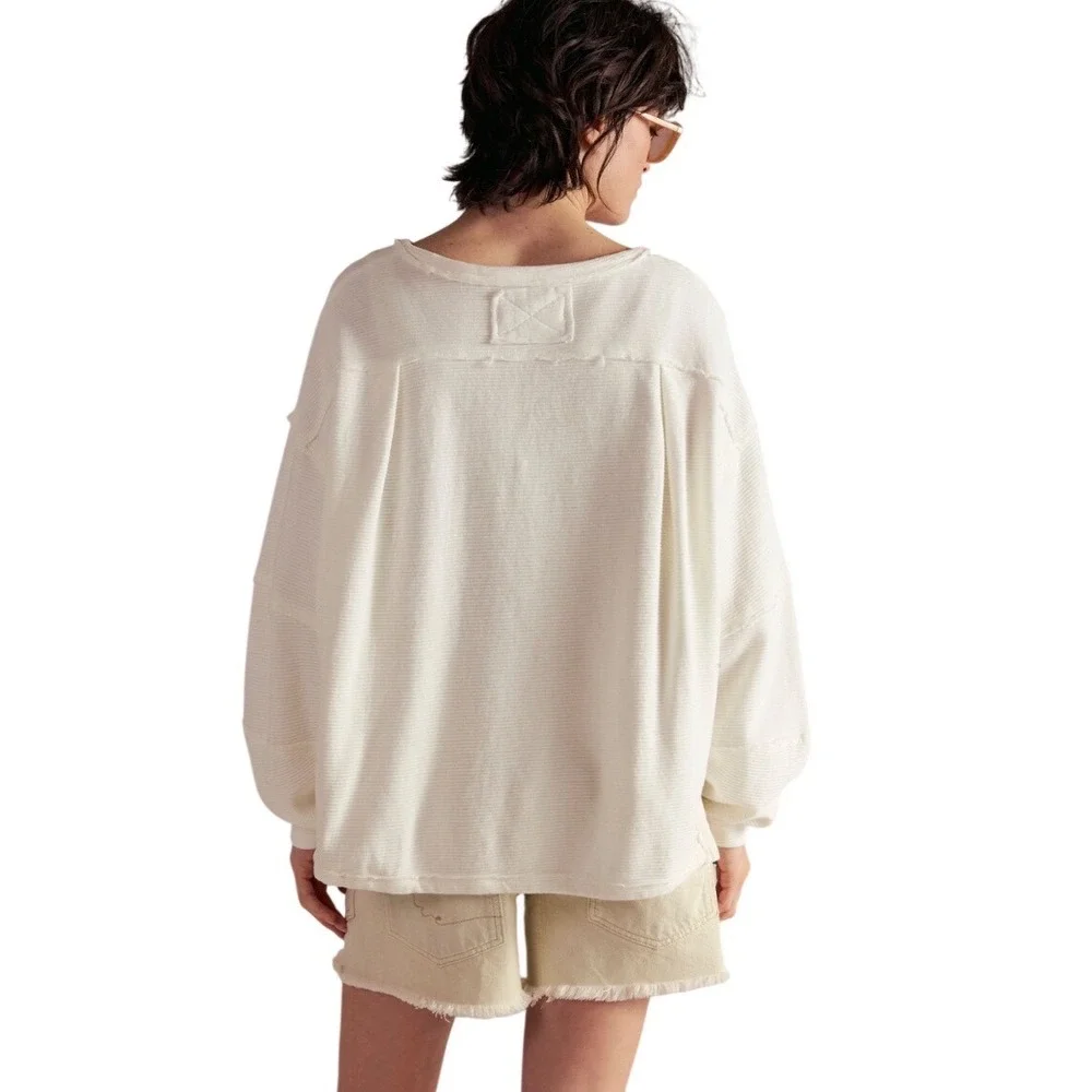Free People We The Free Total Eclipse Tee Size L Oversized Ribbed Long Sleeve